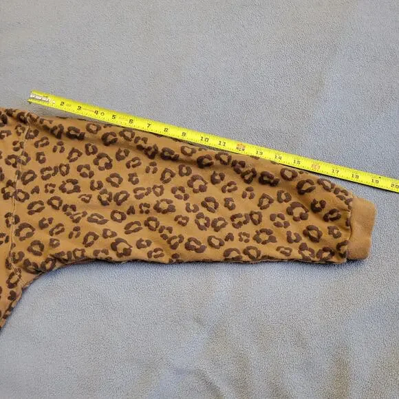 TIME AND TRUE Sweater Leopard Girls Size 8 10 Raised Print Orange Brown Fun - Picture 6 of 10